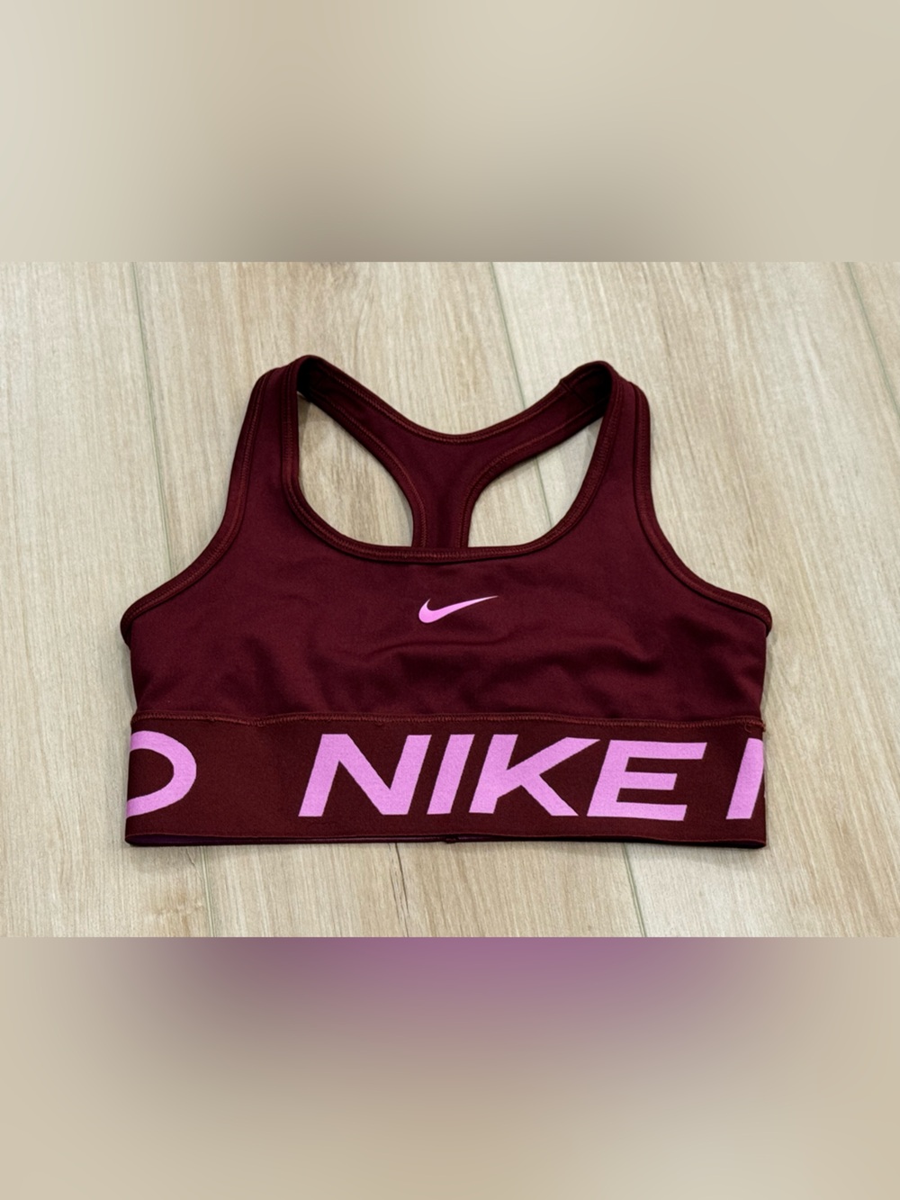 Nike Pro Dri-FIT Sports Bra Burgundy Pink Logo Racerback Women’s Small